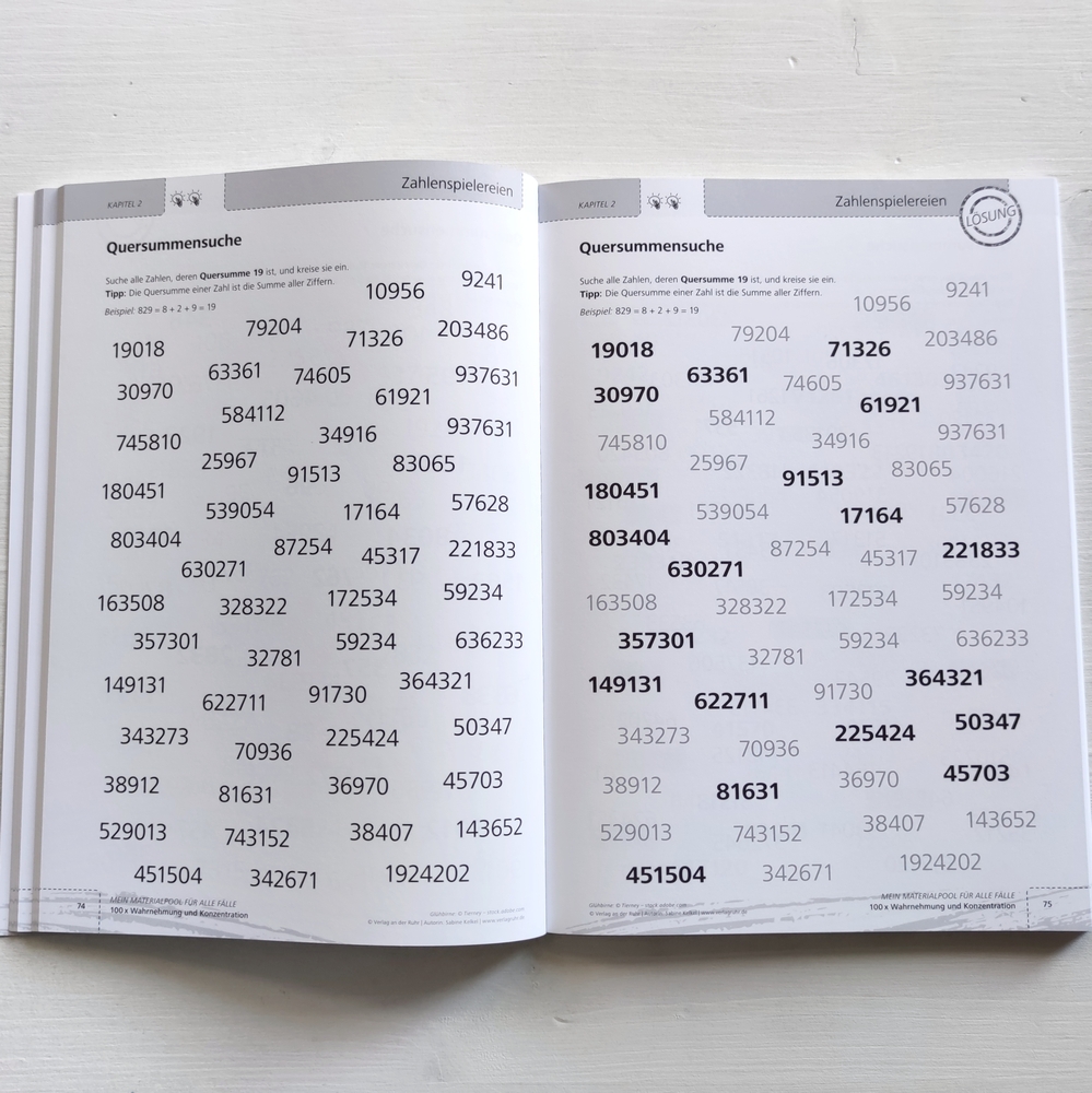 100 x Wahrnehmung und Konzentration 100 x Wahrnehmung und Konzentration