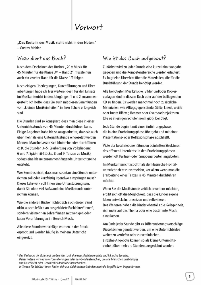 20 x Musik für 45 Minuten - Klasse 1/2 - Band 2