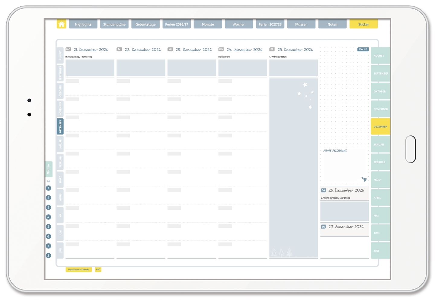 Mein digitaler Lehrerplaner (10 Unterrichtsstunden) – Zitronentanz – Lehrerkalender für das Schuljahr 2026/2027 - PDF-Basis-Lizenz