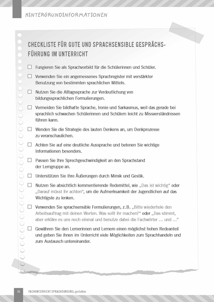 Fachunterricht sprachsensibel gestalten