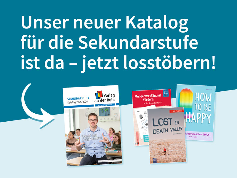 Aufforderung, im neuen Katalog zu stöbern. Darunter die Cover vom Katalog und drei Neuheiten.
