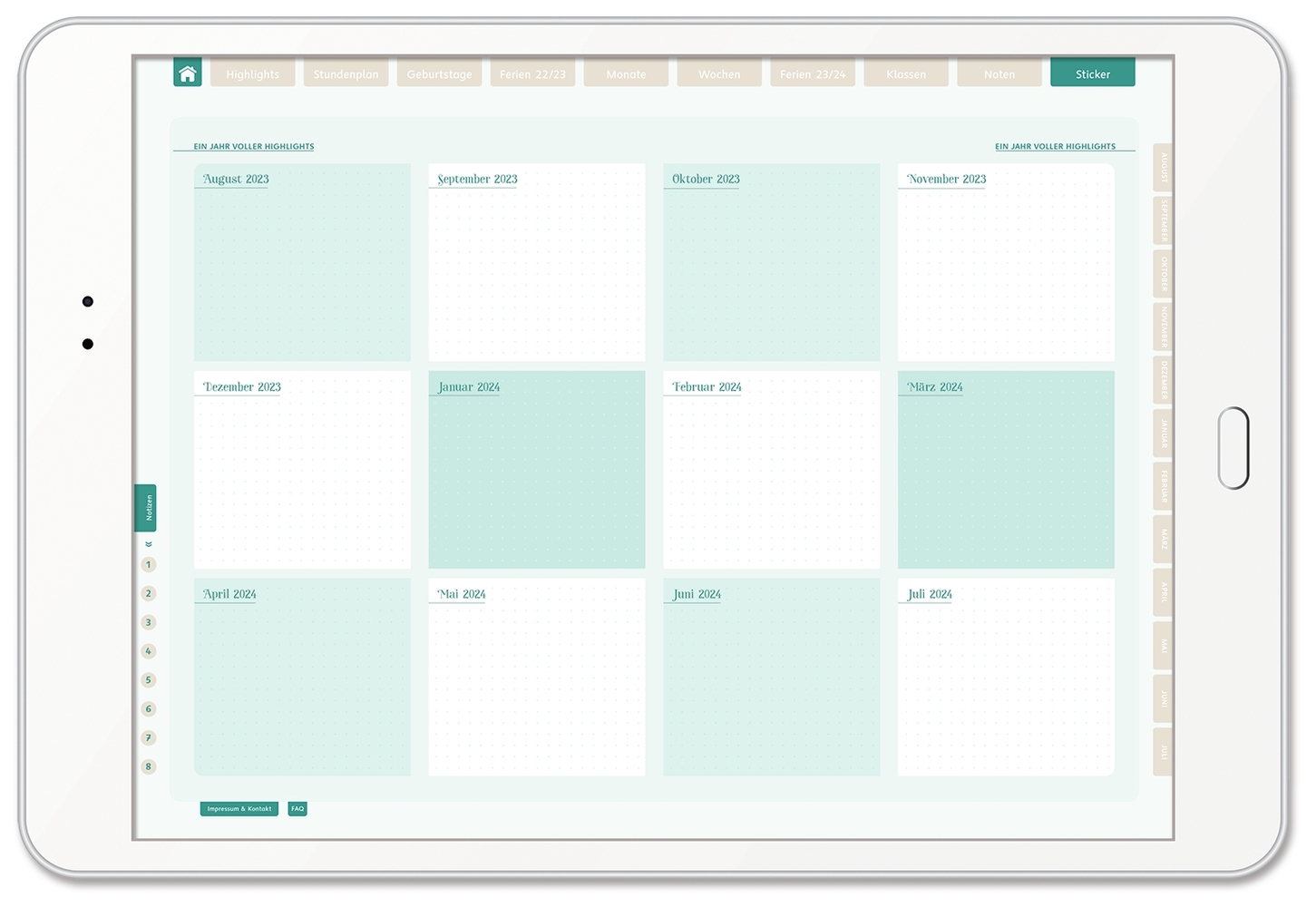 Mein digitaler Lehrerplaner (10 Unterrichtsstunden) – Streifenmeer – Lehrerkalender für das Schuljahr 2023/2024 - PDF-Basis-Lizenz