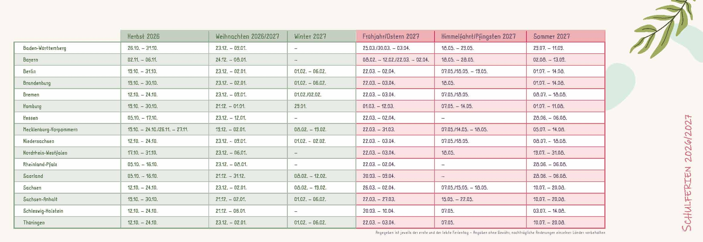 Mein Wochen-Tischkalender für das Schuljahr 2026/2027