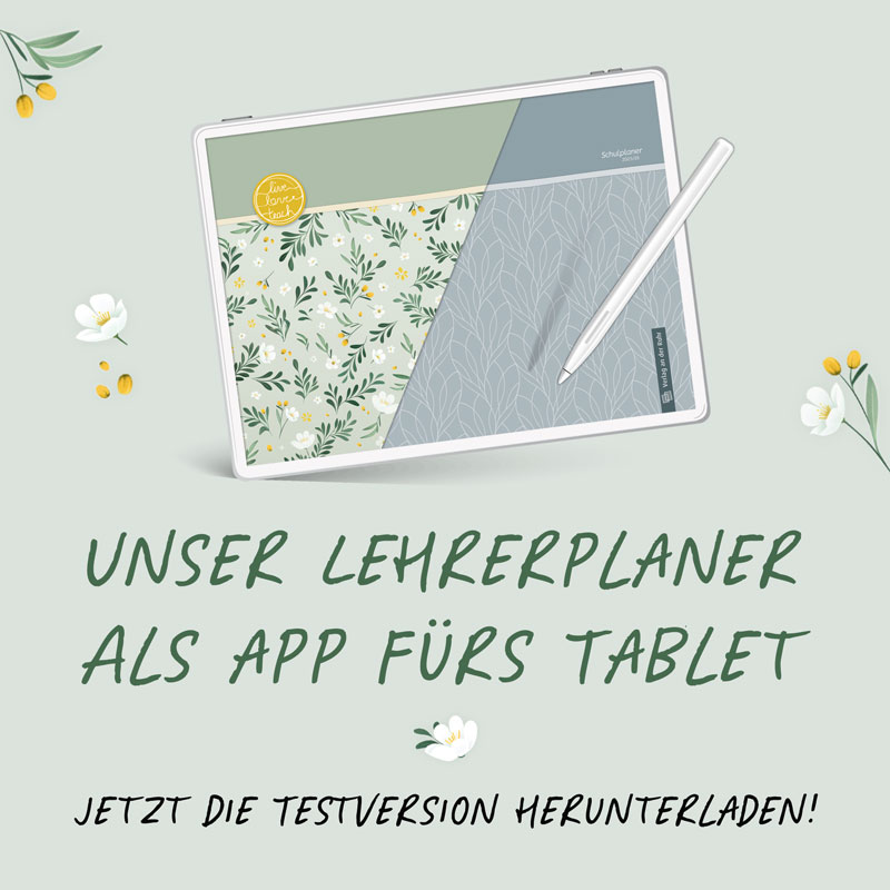 Unser Lehrerplaner als App fürs Tablet. Jetzt die Testversion herunterladen!