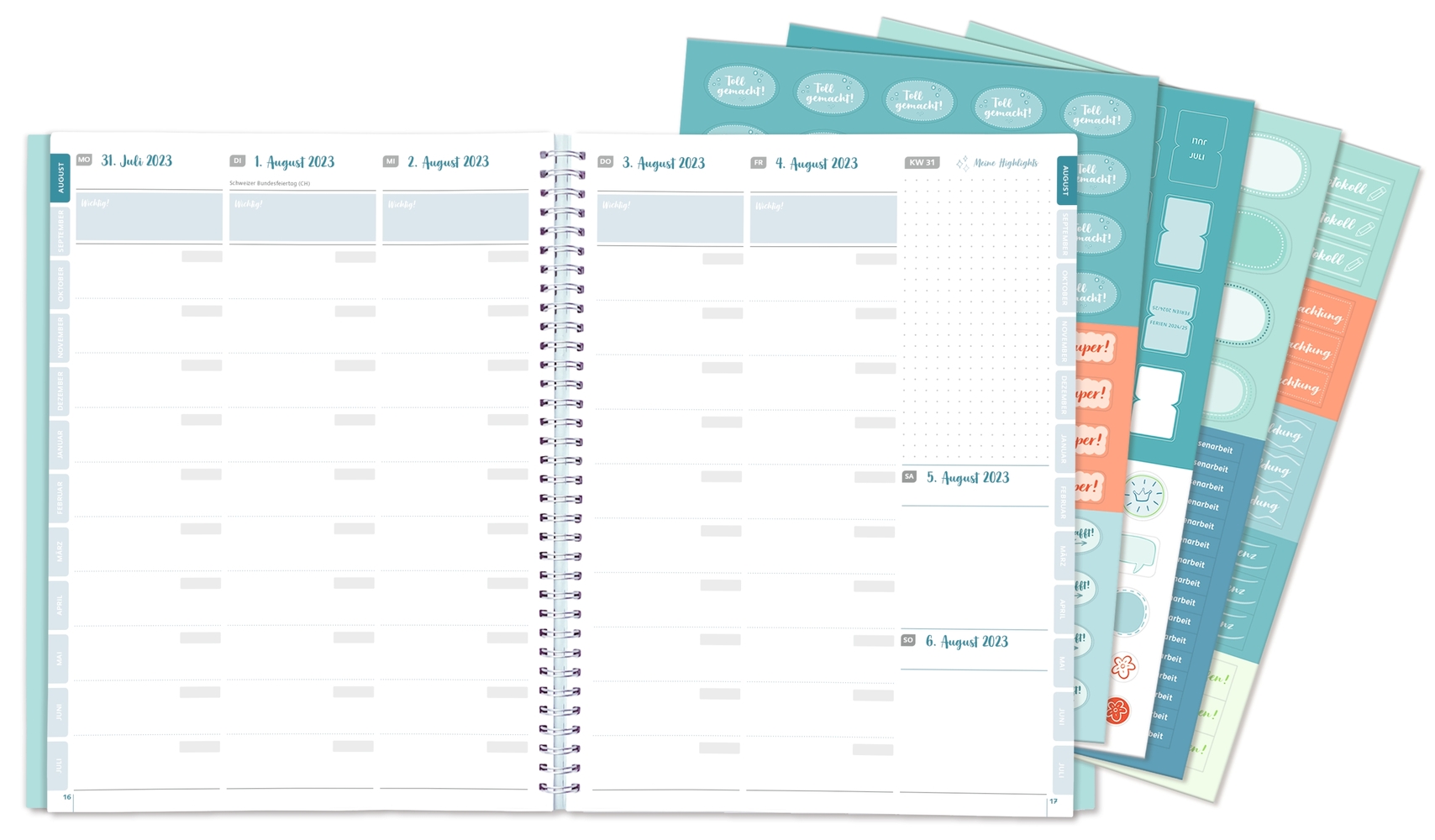 Mein Lehrerplaner - A5+ - Ringbindung - Lehrerkalender für das Schuljahr 2023/2024 - Blumenwiese