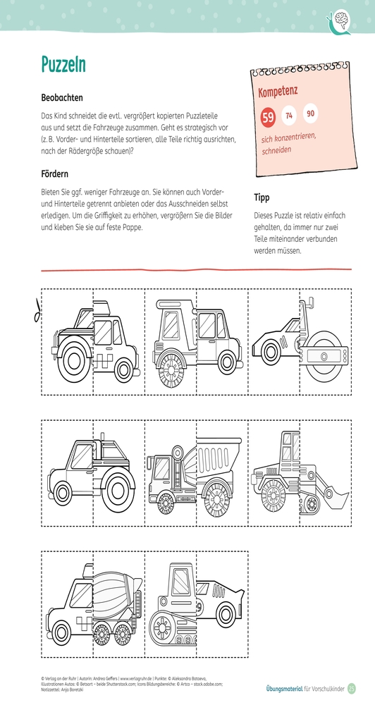 Übungsmaterial für Vorschulkinder