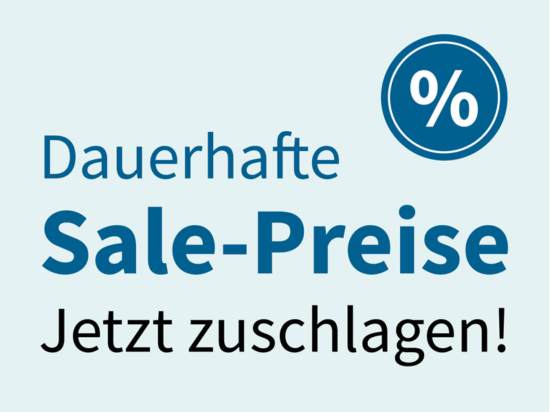 Hinweis auf Schnäppchen-Preise und dauerhaft reduzierte Titel.