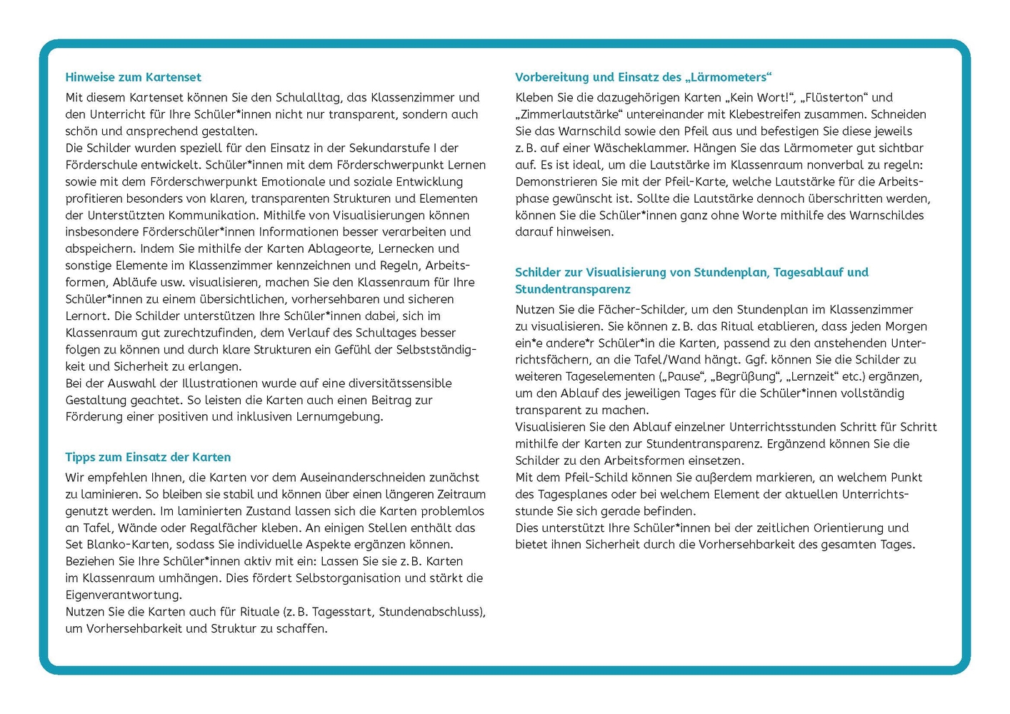 Lernumgebung klar strukturiert