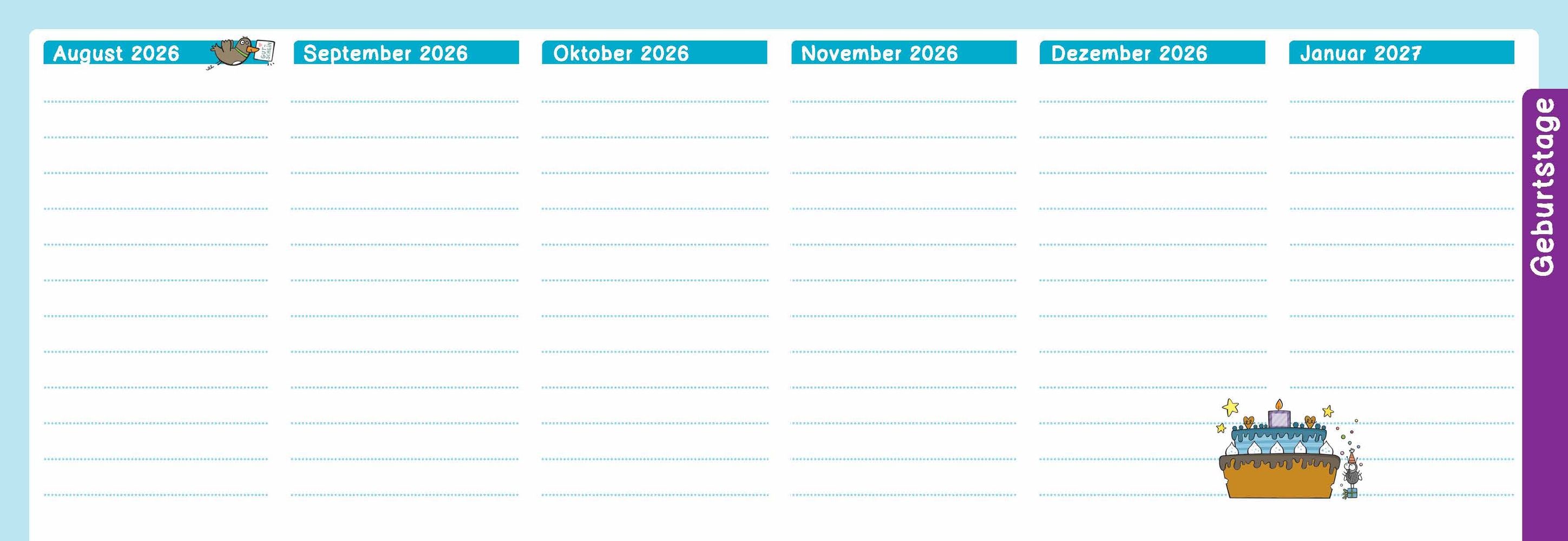 Der Wochen-Tischkalender für das Schuljahr 2026/2027