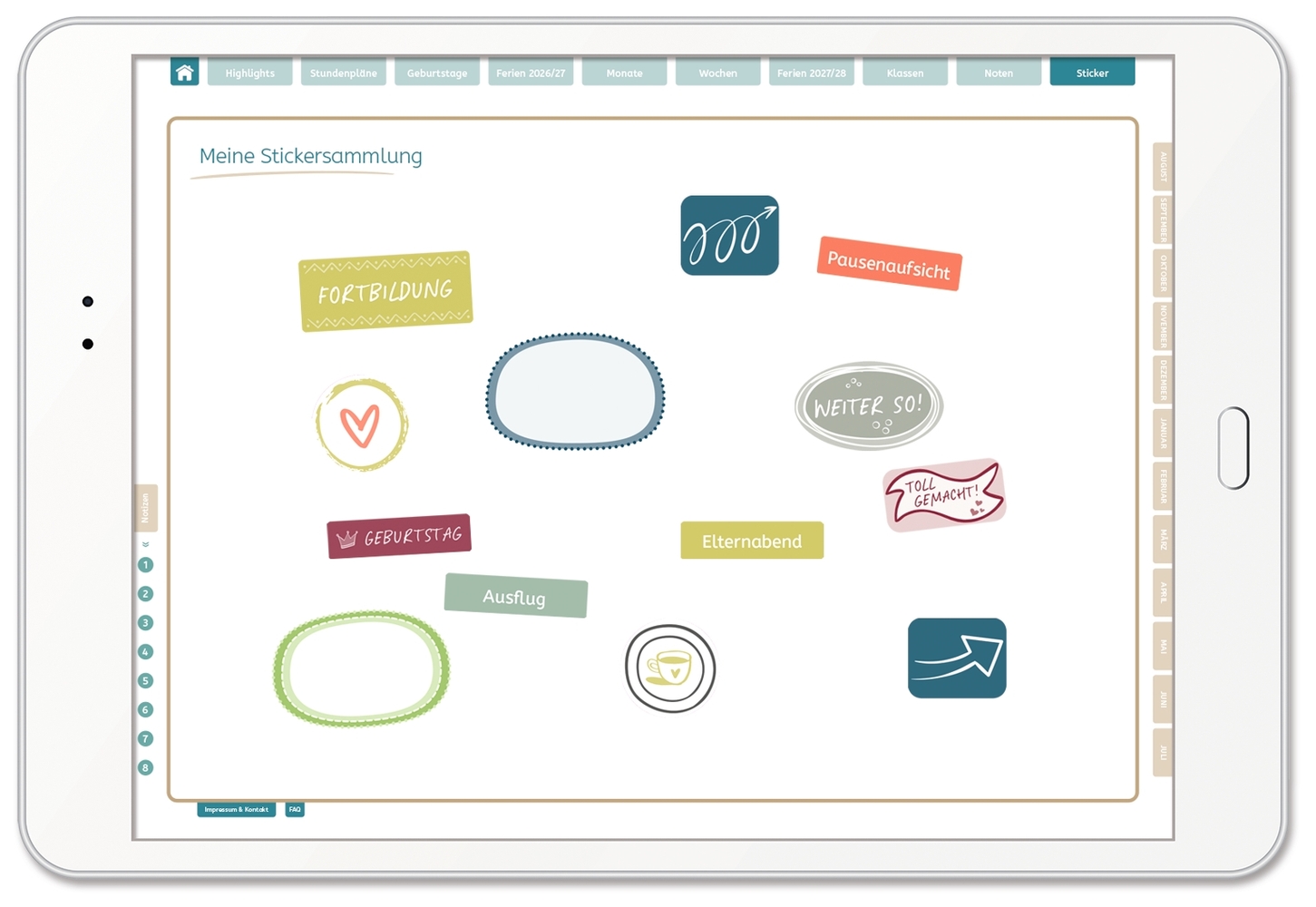 Mein digitaler Lehrerplaner (10 Unterrichtsstunden) – Blättermeer – Lehrerkalender für das Schuljahr 2026/2027 - PDF-Basis-Lizenz