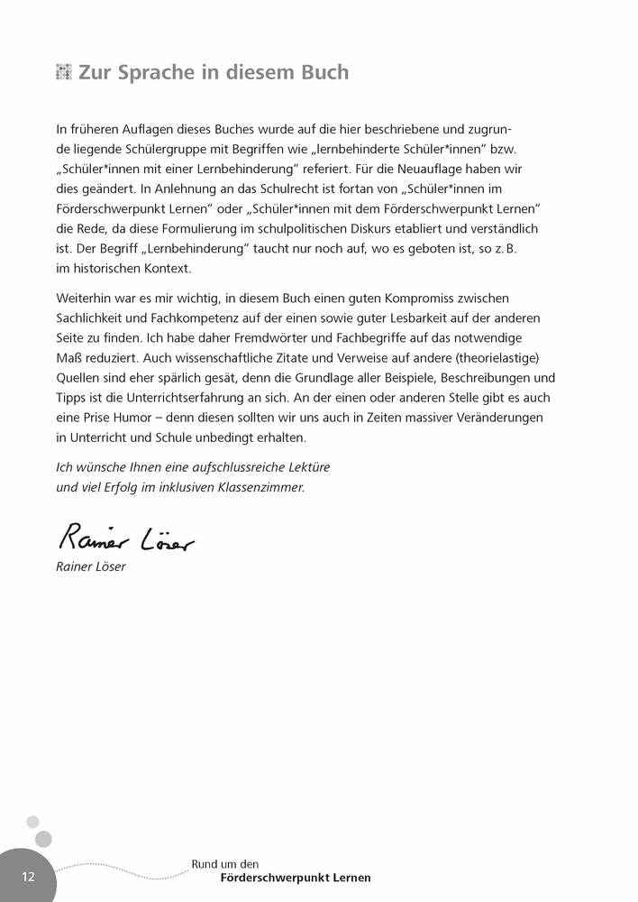 Rund um den Förderschwerpunkt Lernen