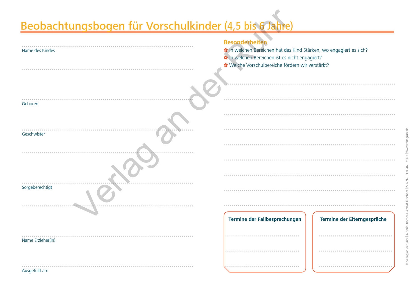 Der Beobachtungsbogen für Vorschulkinder