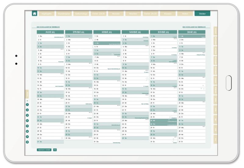 Mein digitaler Lehrerplaner (6 Unterrichtsstunden) – Blättertanz – Lehrerkalender für das 
