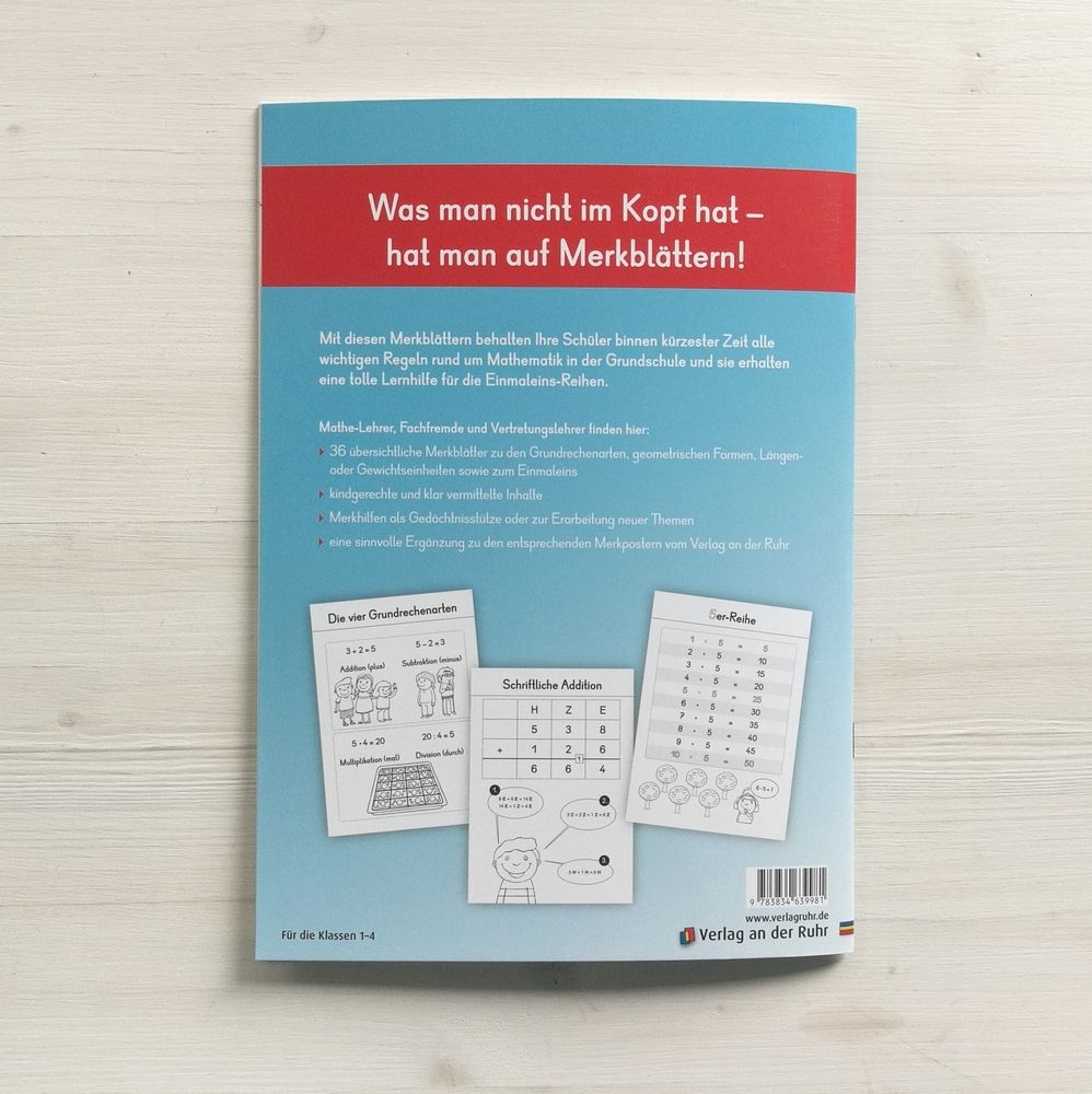 Mathe Wissen Auf Einen Blick Klasse 3 4 36 A4-Merkblätter Mathe-Wissen auf einen Blick – Klas